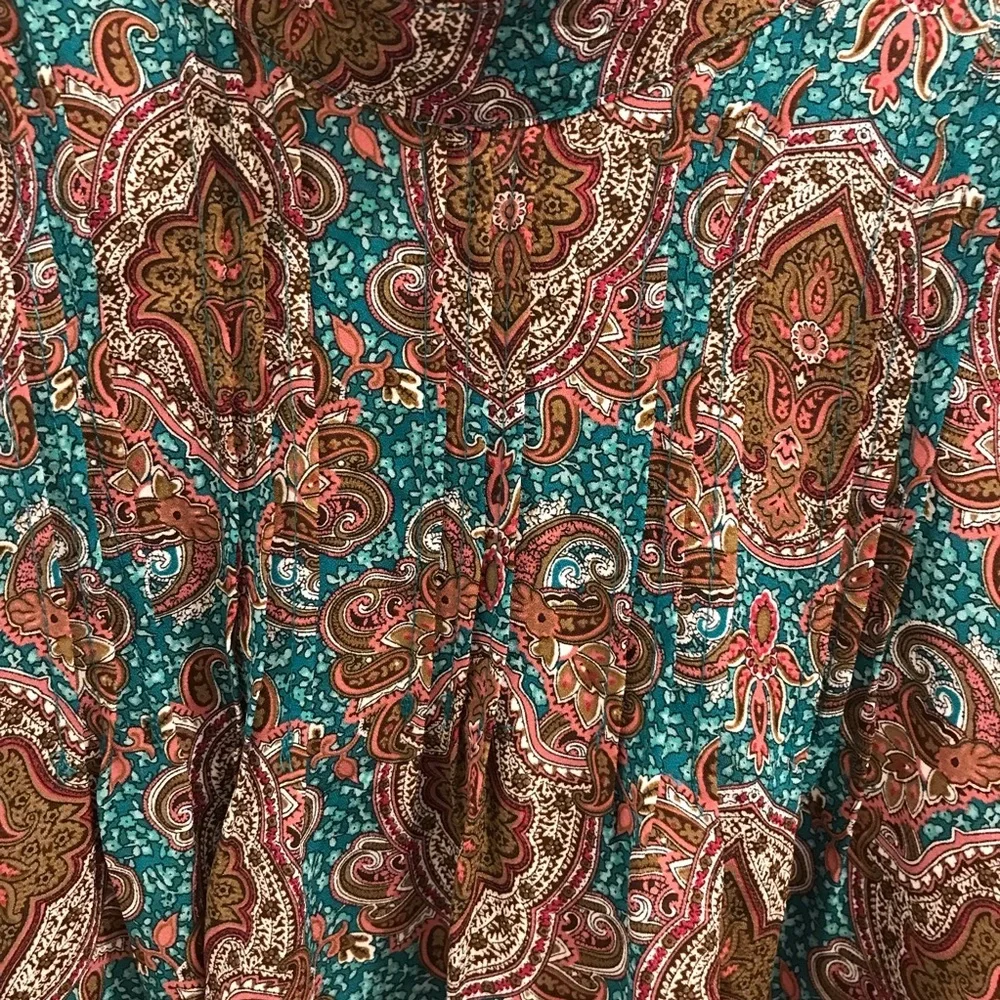 NWT Joie Paisley Long Sleeve Blouse Small XS brown teal green pink Top - Picture 3 of 12